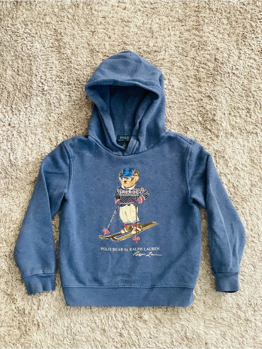 Polo Ralph Lauren Blue Fleece Ski Bear Pullover Hoodie 🎿